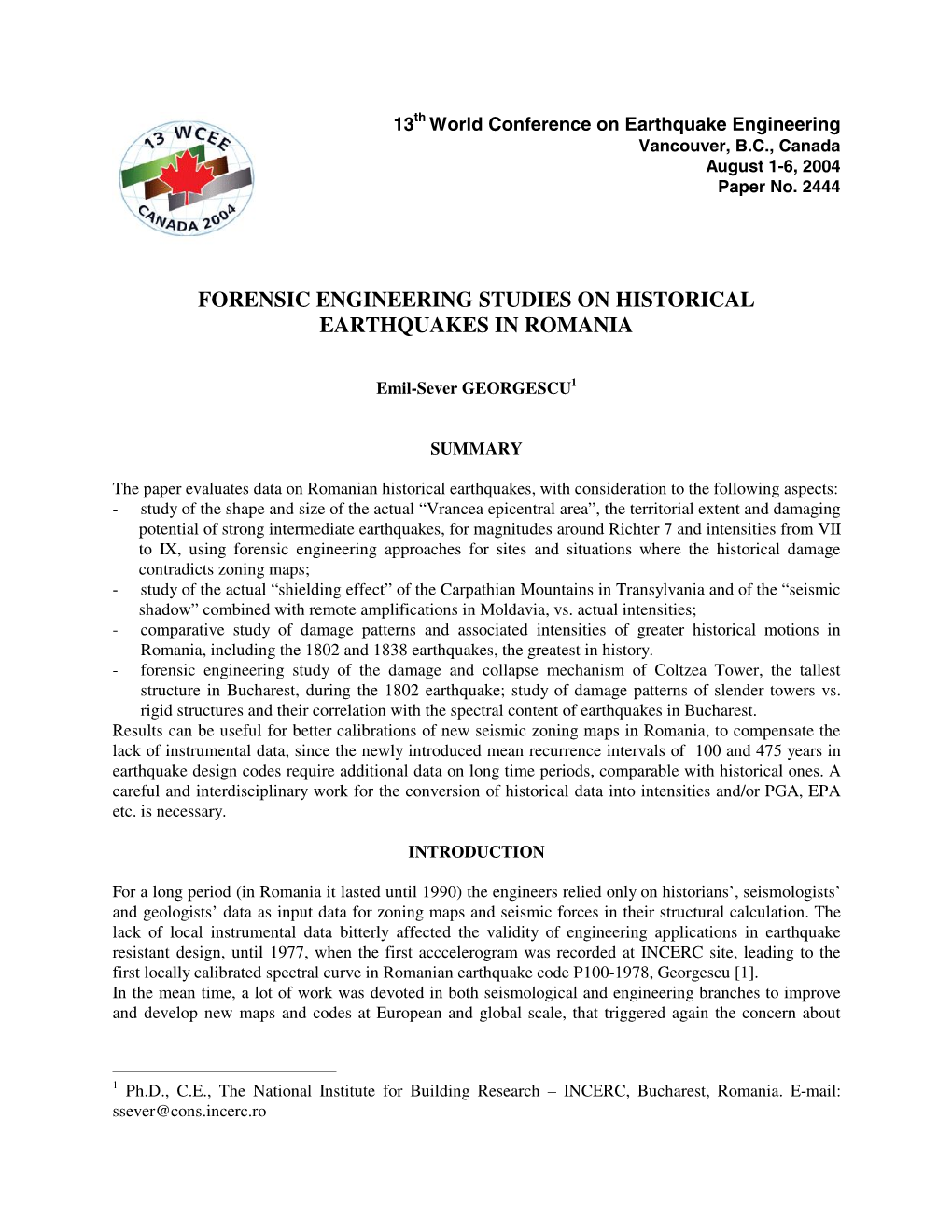 Forensic Engineering Studies on Historical Earthquakes in Romania