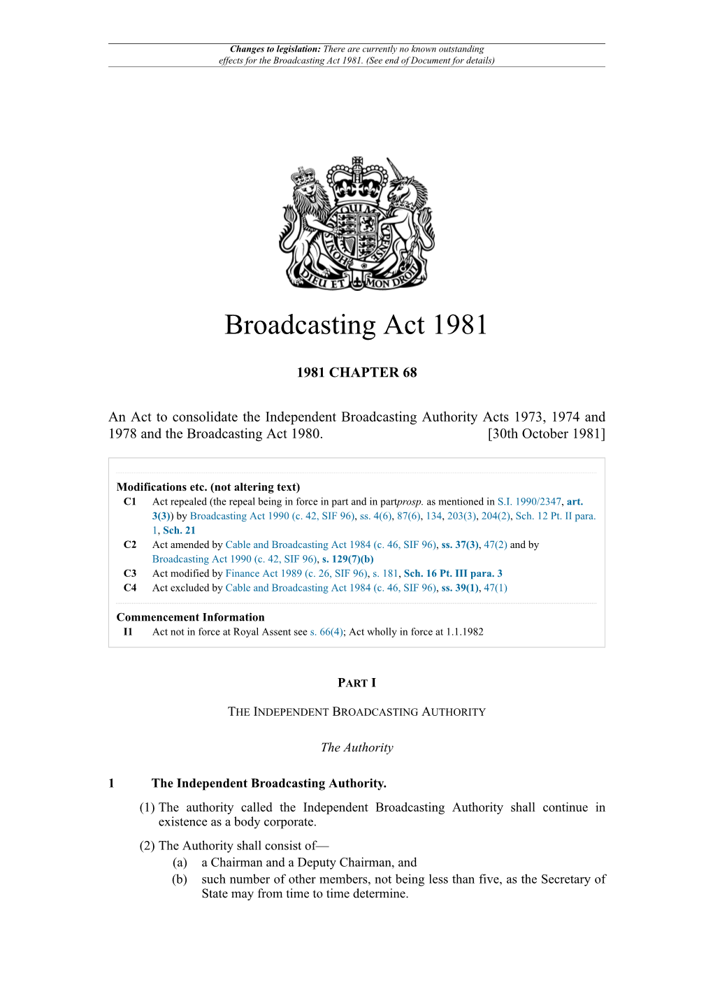 Broadcasting Act 1981