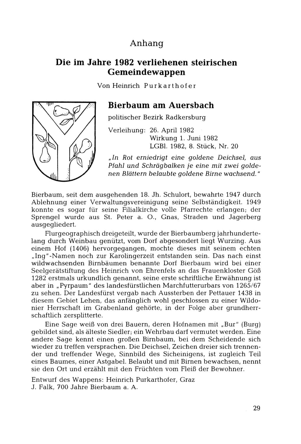 Anhang Die Im Jahre 1982 Verliehenen Steirischen Gemeindewappen Von Heinrich Purkarthofer