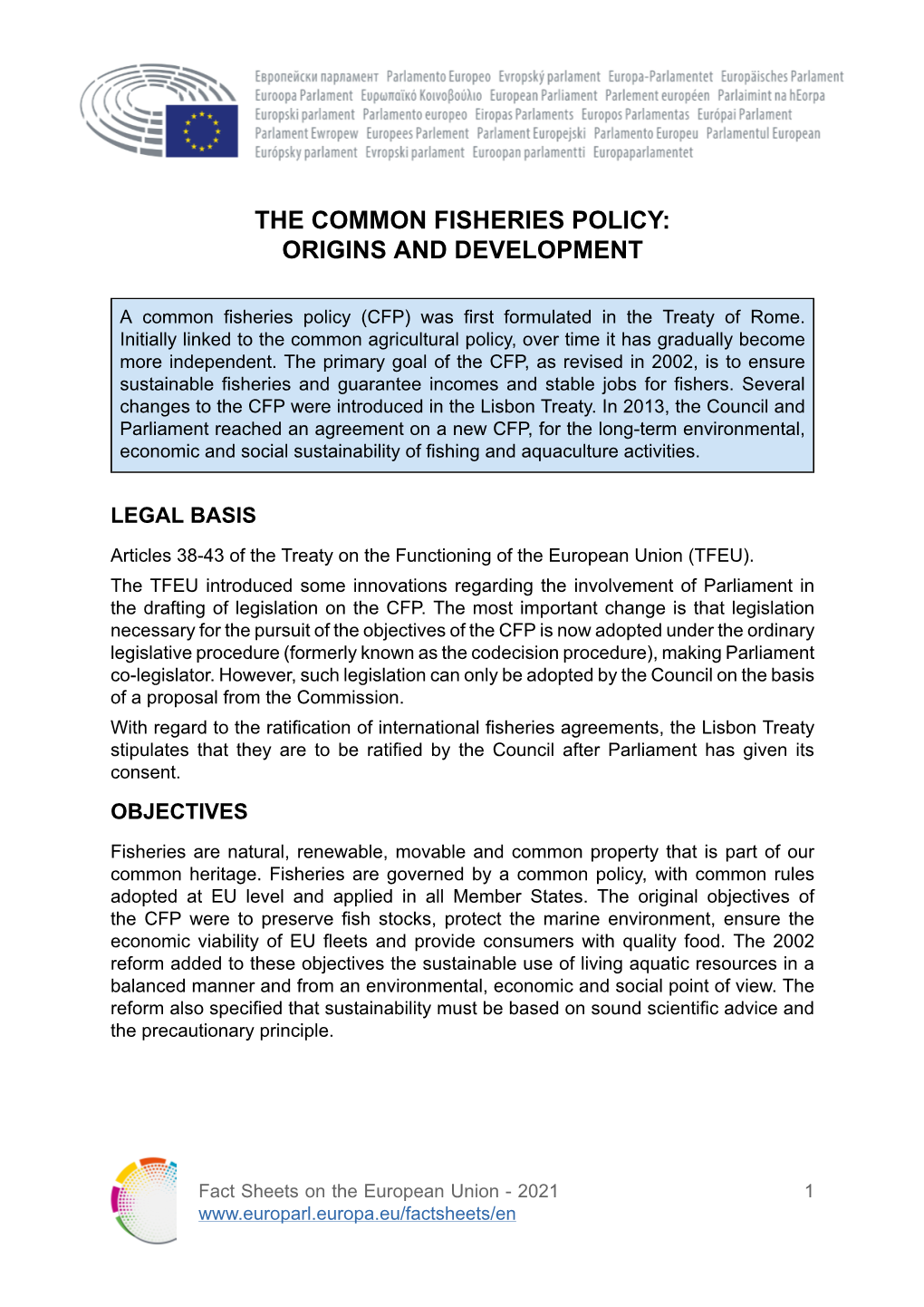 The Common Fisheries Policy: Origins and Development