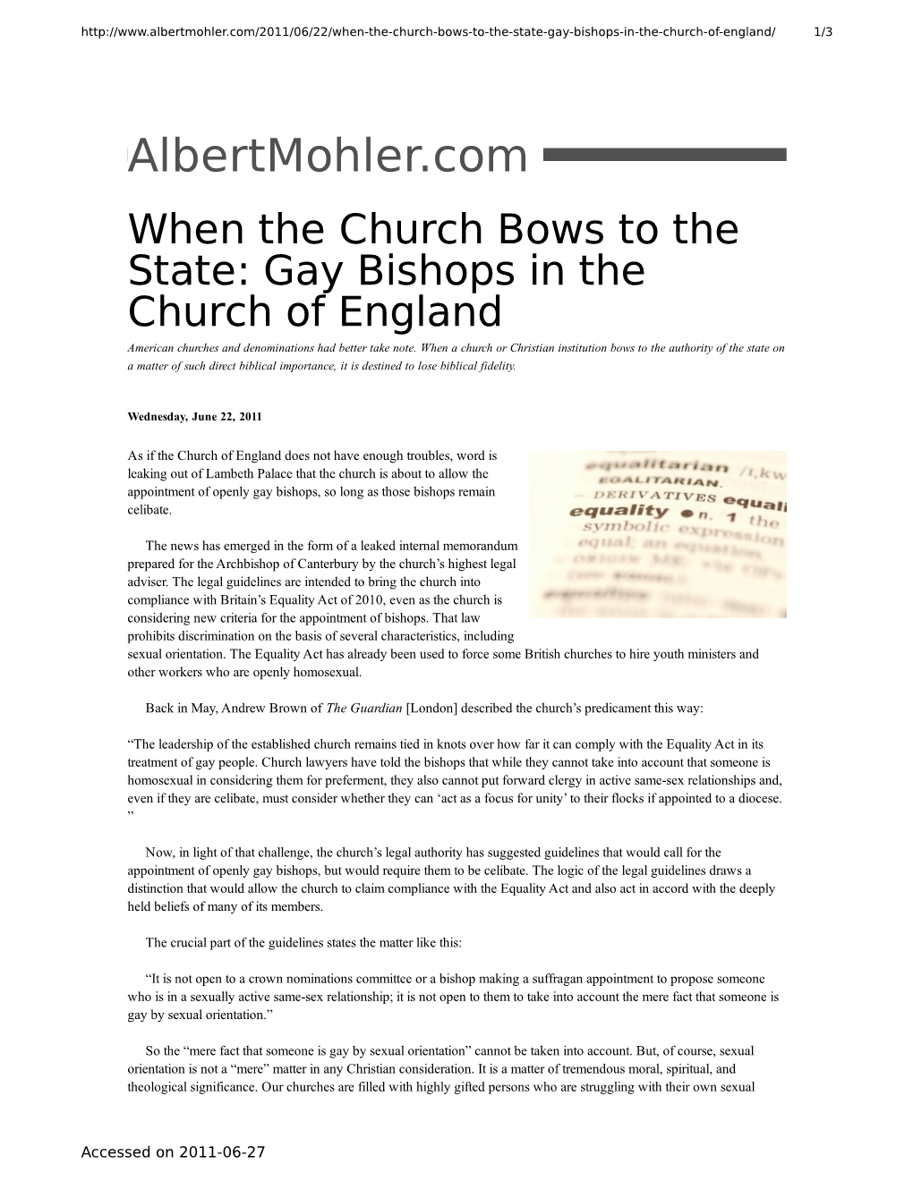 Gay Bishops in the Church of England American Churches and Denominations Had Better Take Note