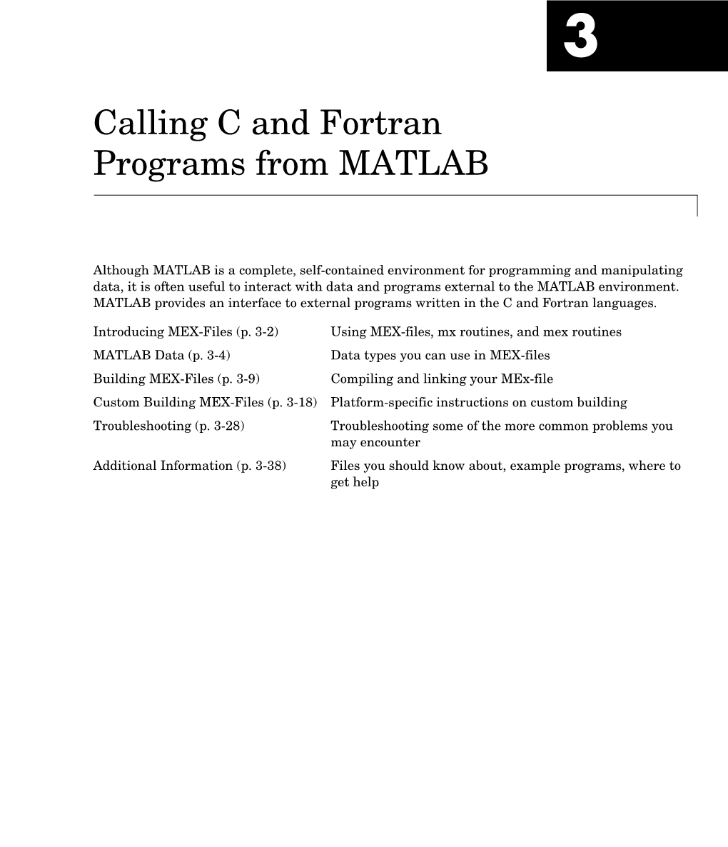 Calling C and Fortran Programs from MATLAB