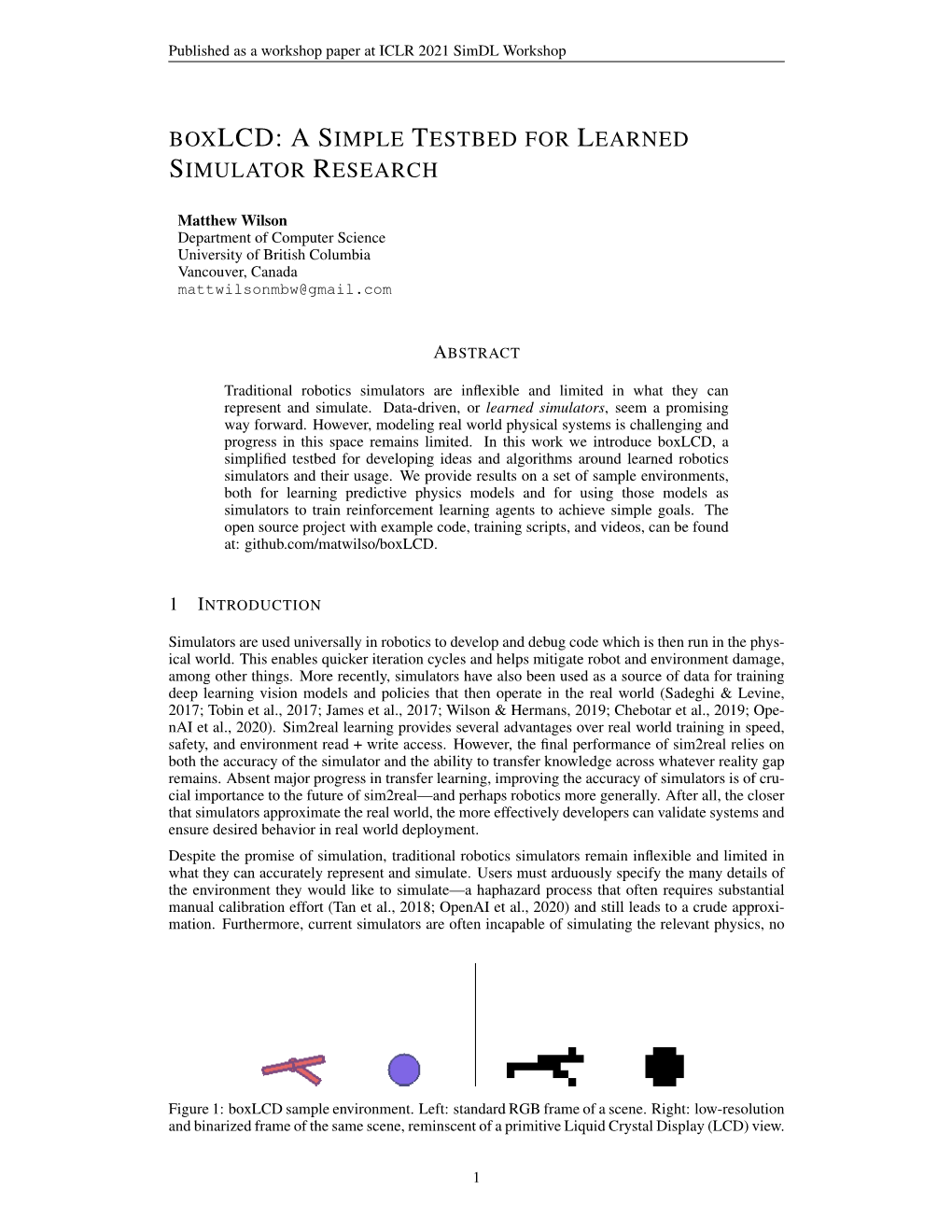 Boxlcd: a Simple Testbed for Learned Simulator Research