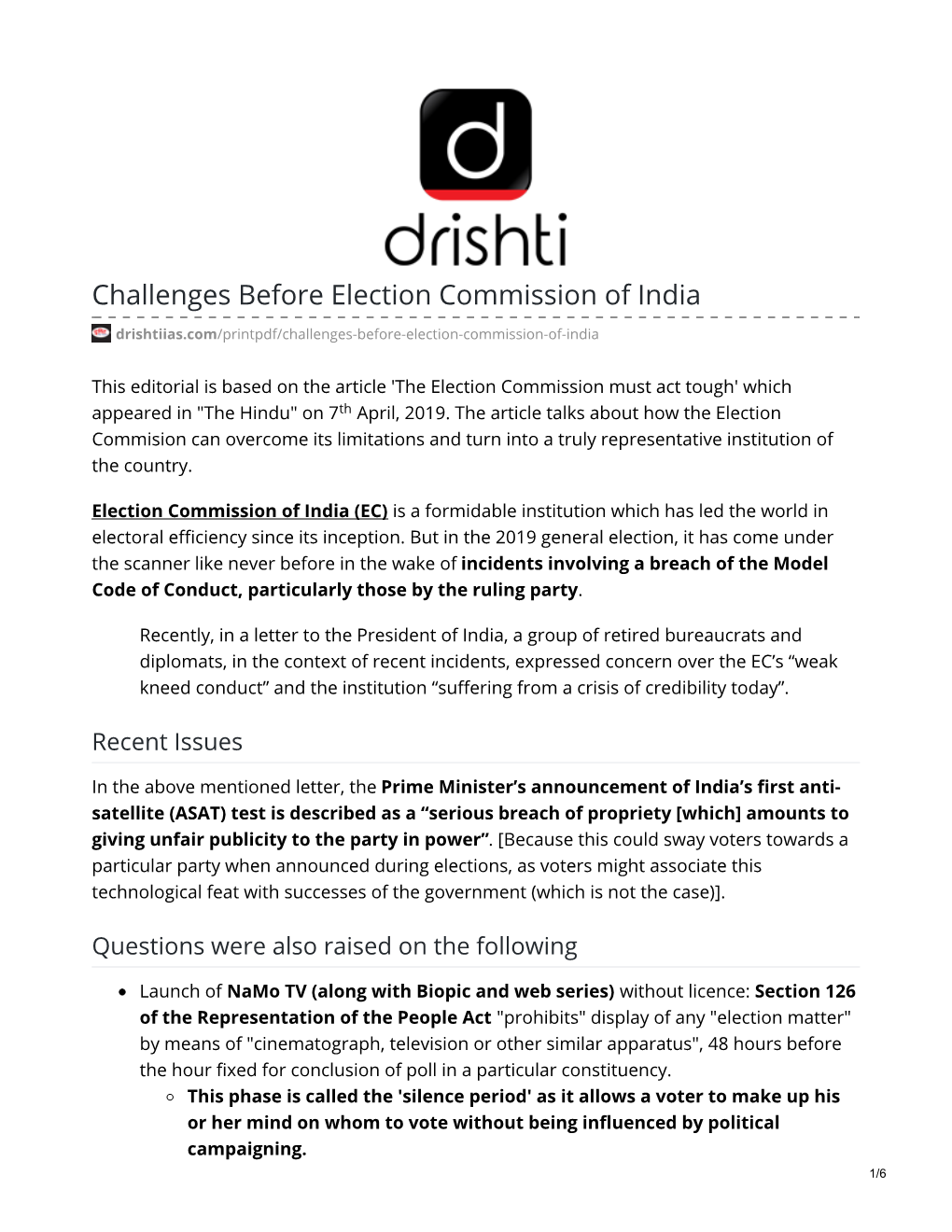 Challenges Before Election Commission of India