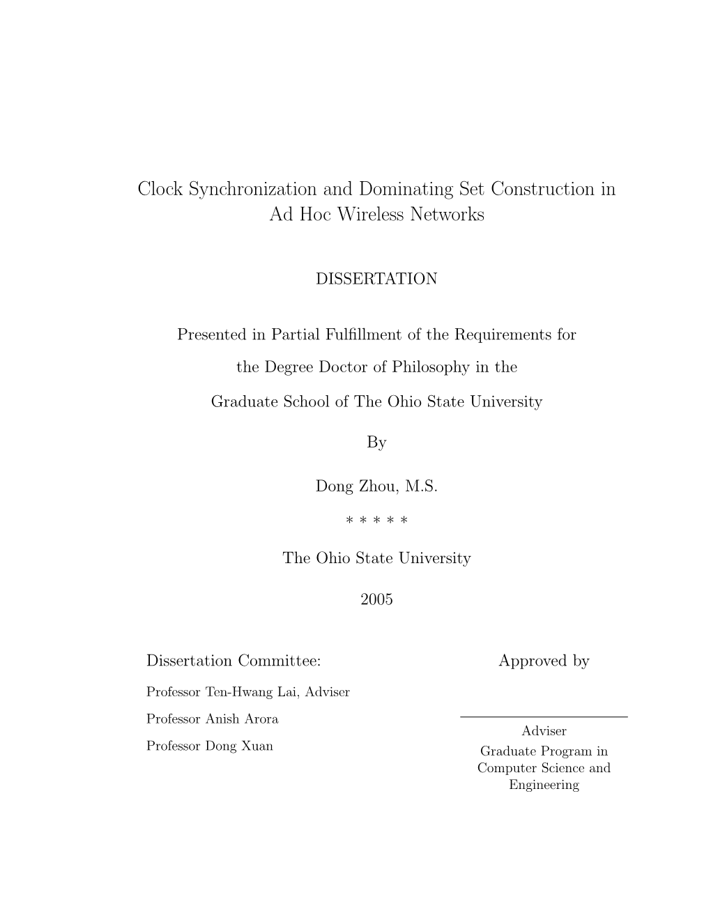 Clock Synchronization and Dominating Set Construction in Ad Hoc Wireless Networks