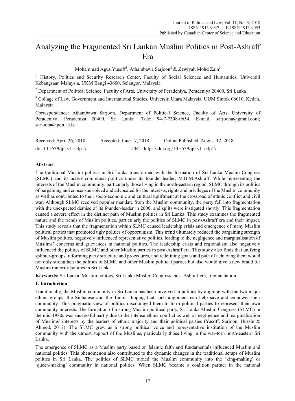 Analyzing the Fragmented Sri Lankan Muslim Politics in Post-Ashraff Era