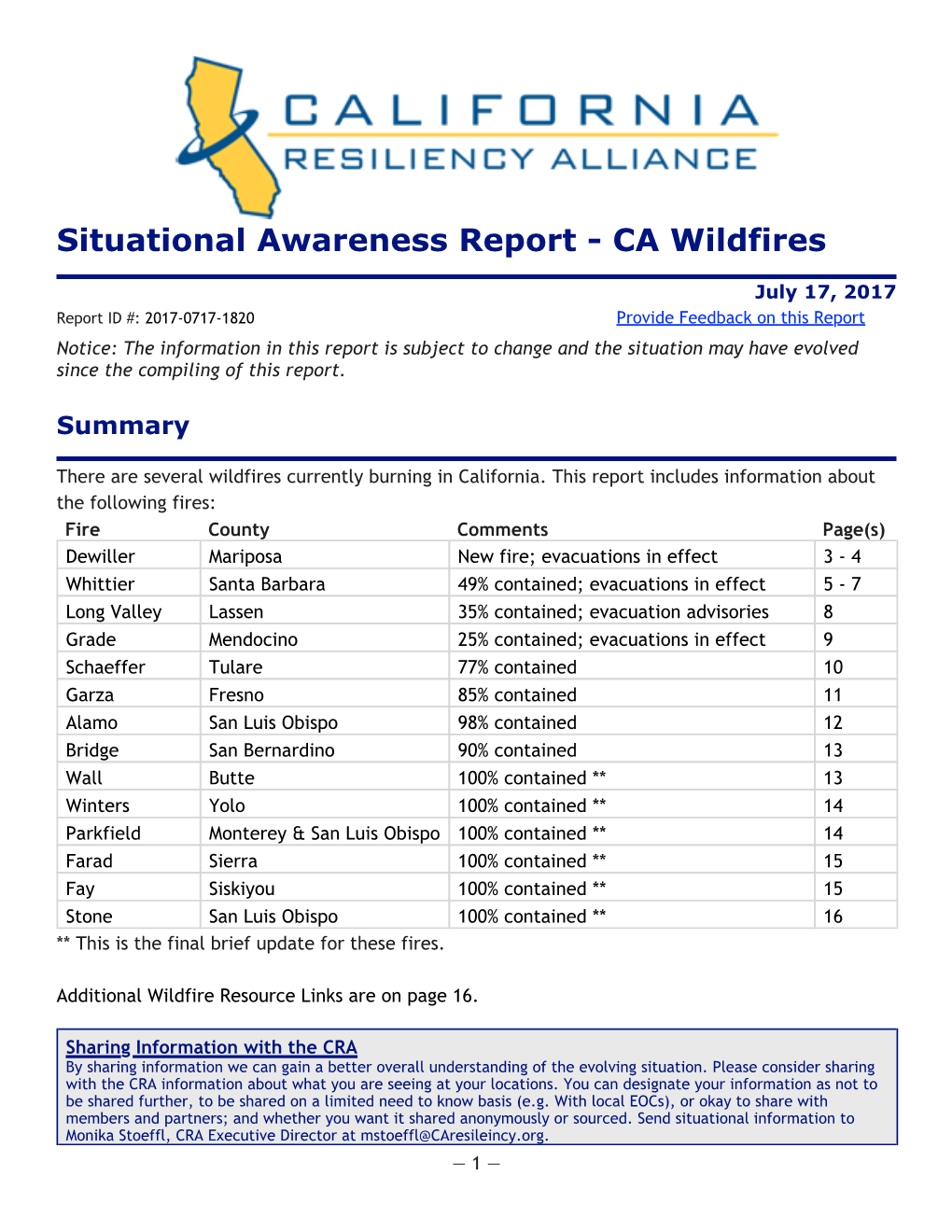 Situation Reports