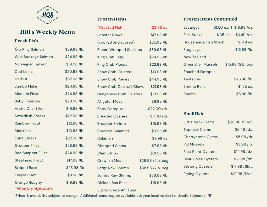 Weekly Menu 1.5.21