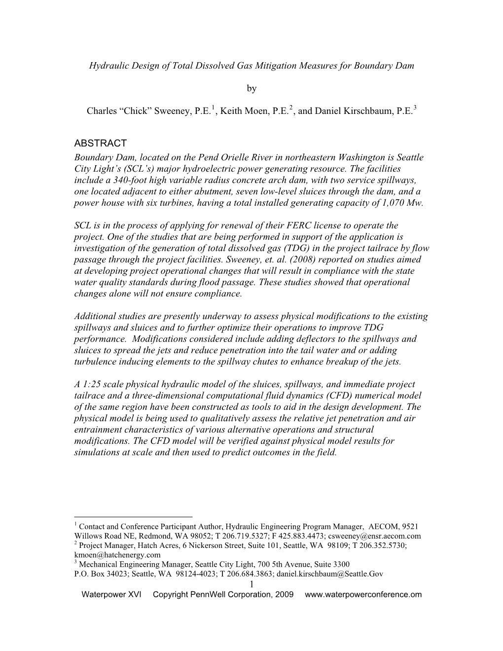 Hydraulic Design of Total Dissolved Gas Mitigation Measures for Boundary Dam