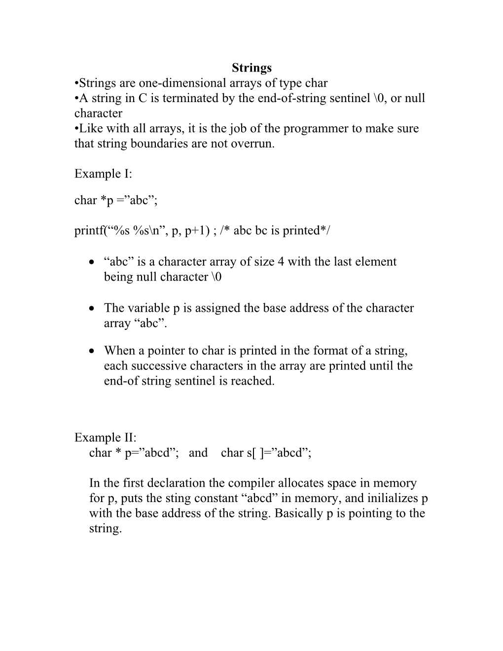 Strings Are One-Dimensional Arrays of Type Char