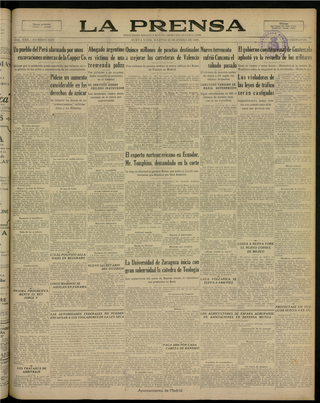 La Prensa Del Gratuita», Tie Muestra Recunoc'.Do De 'Nud.Ndes De Cumami Y ( Arupano