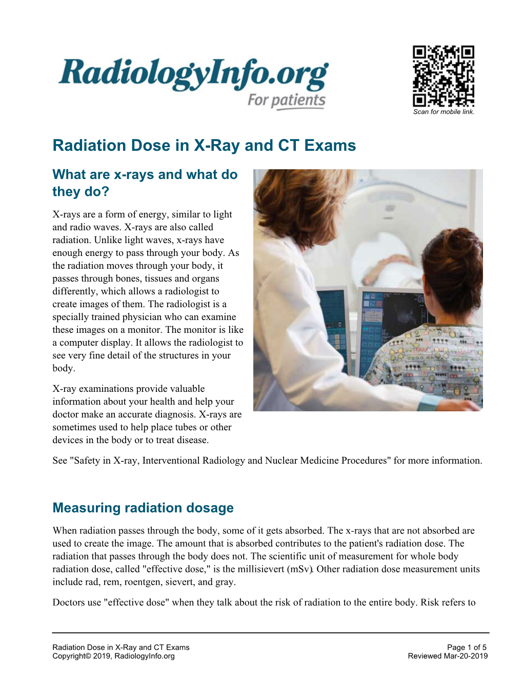 Radiation Dose in X-Ray and CT Exams