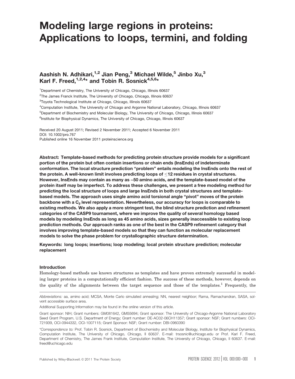 Modeling Large Regions in Proteins: Applications to Loops, Termini, and Folding