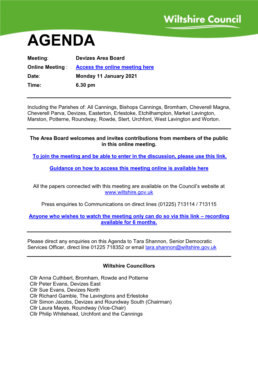 (Public Pack)Agenda Document for Devizes Area Board, 11/01/2021 18