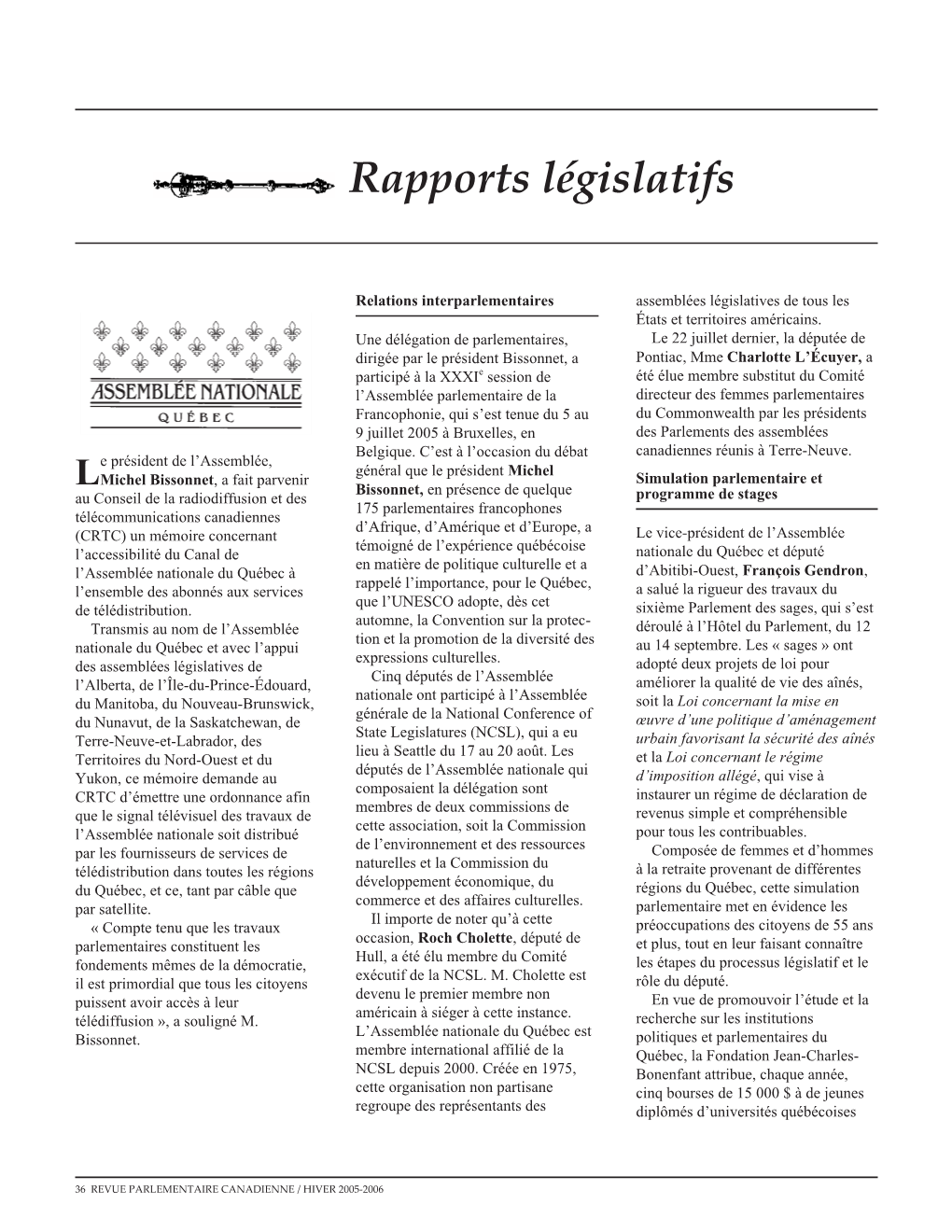 Rapports Législatifs