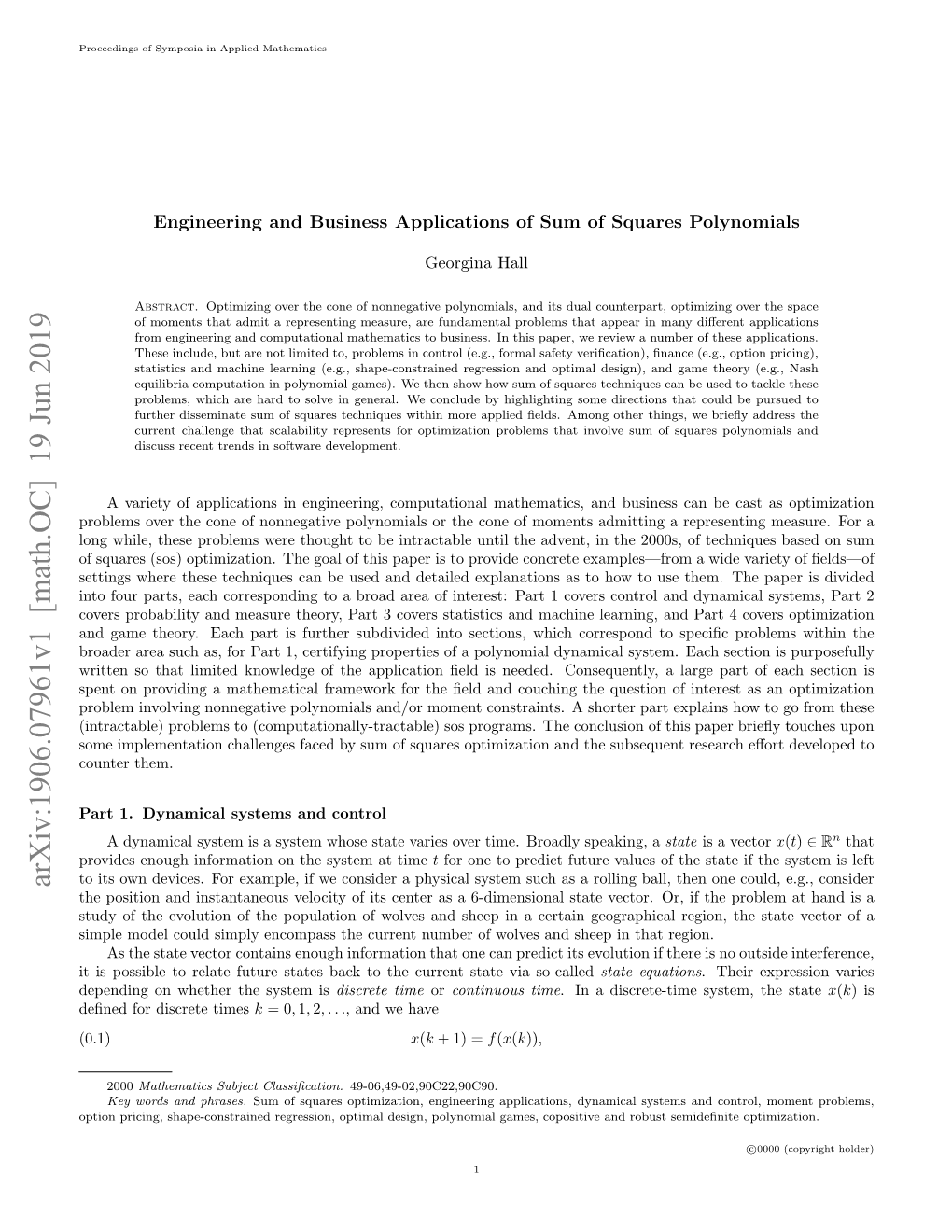 Engineering and Business Applications of Sum of Squares Polynomials