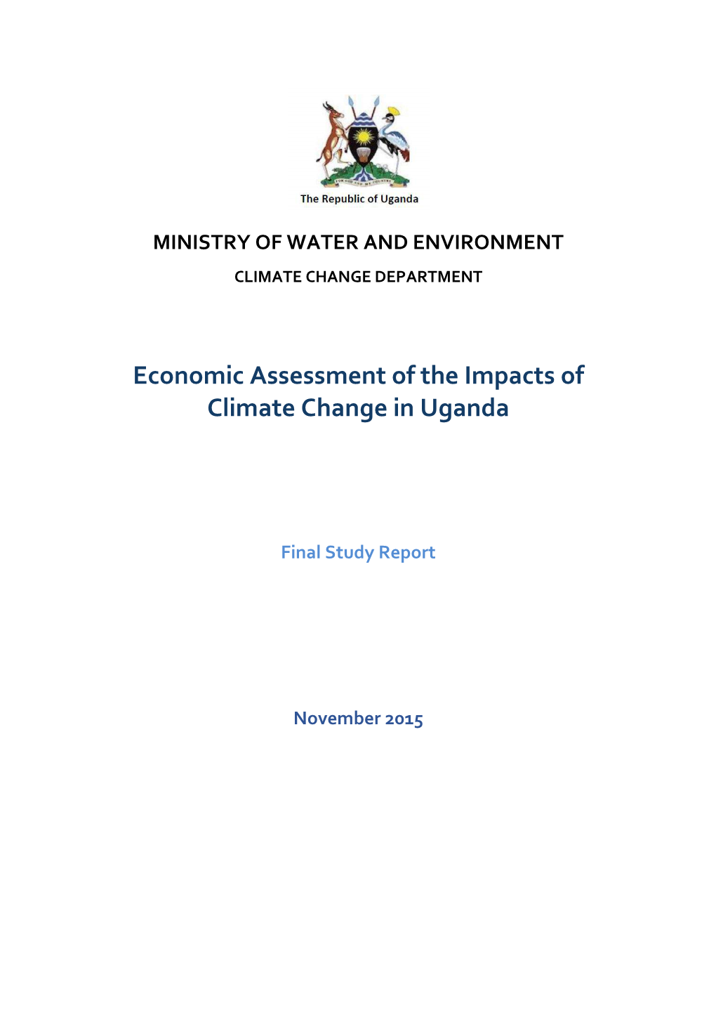 Economic Assessment of the Impacts of Climate Change in Uganda