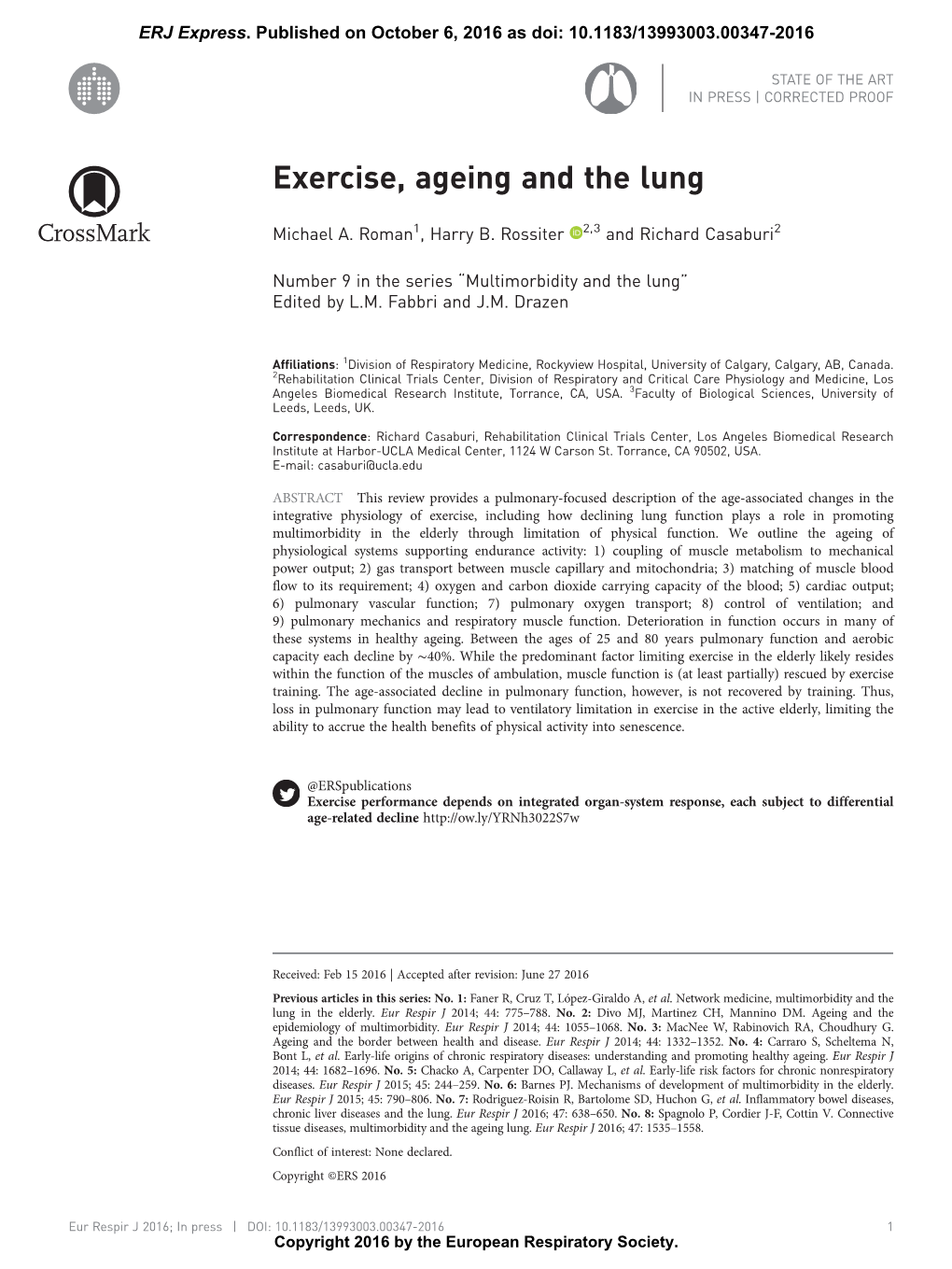 Exercise, Ageing and the Lung