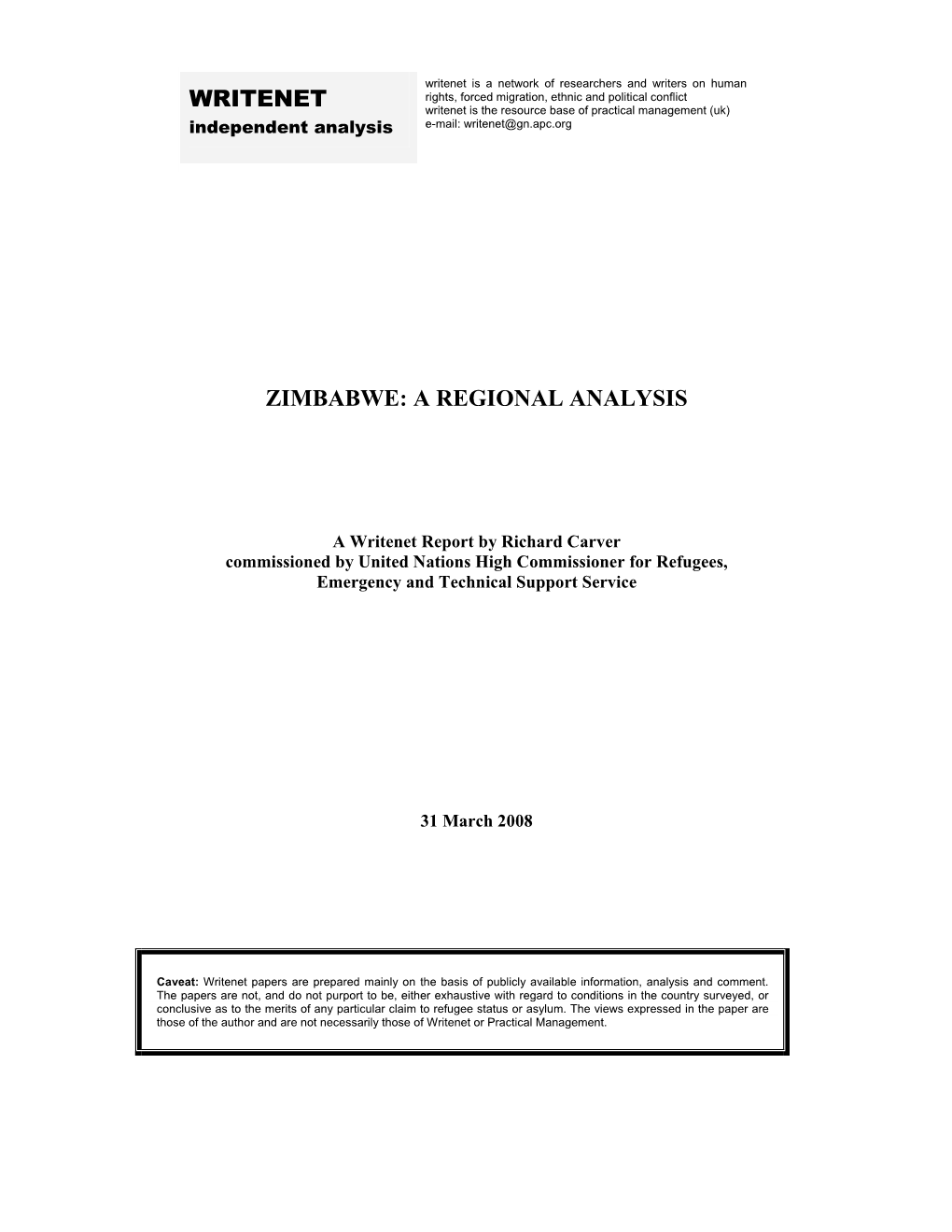 Zimbabwe: a Regional Analysis