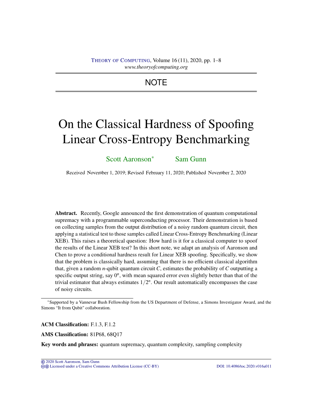 On the Classical Hardness of Spoofing Linear Cross-Entropy