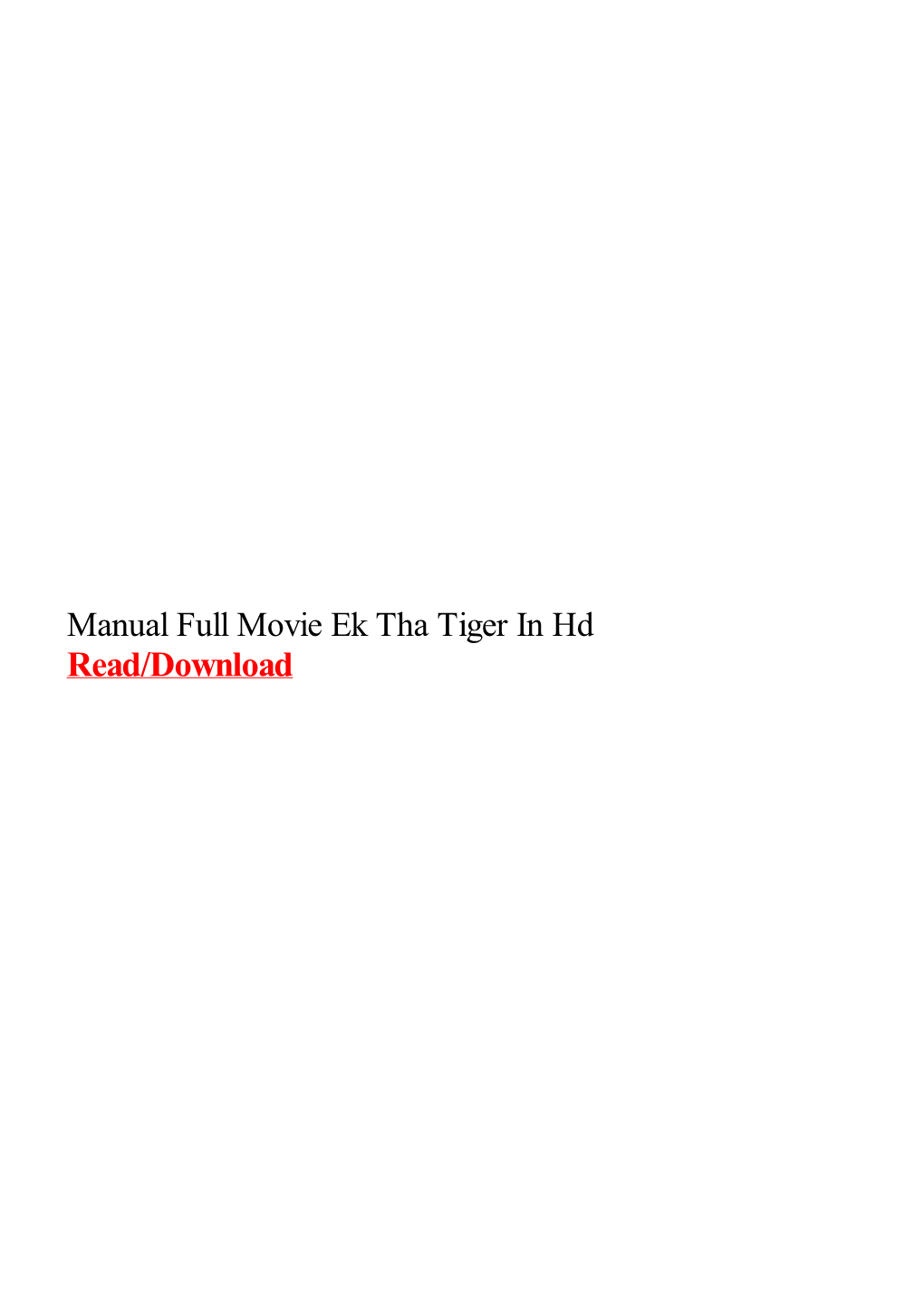 Manual Full Movie Ek Tha Tiger in Hd.Pdf