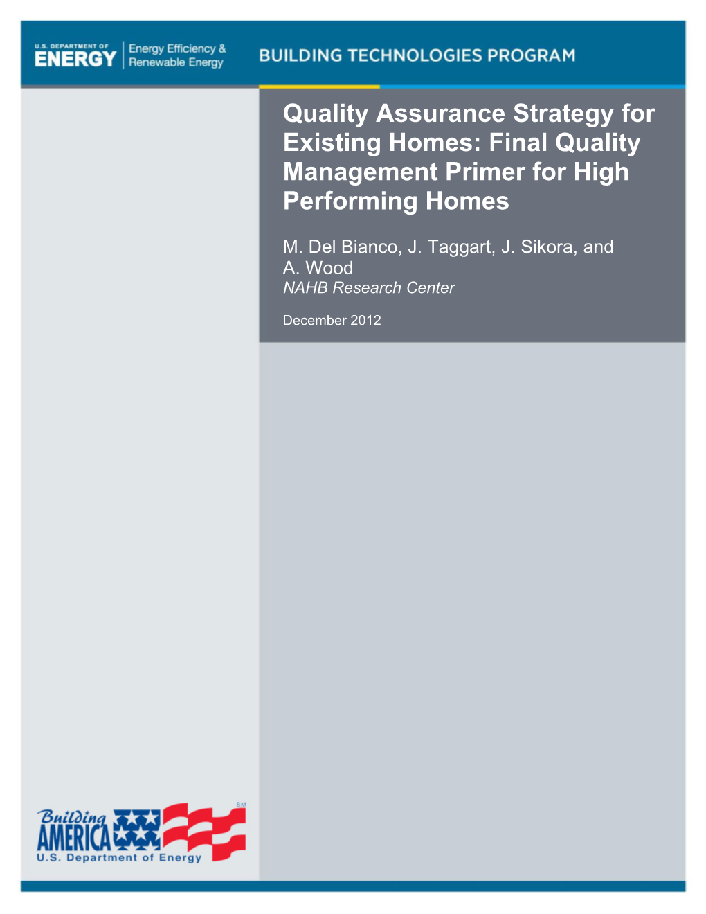 Final Quality Management Primer for High Performing Homes