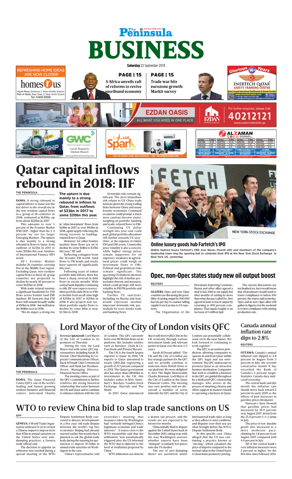 Qatar Capital Inflows Rebound in 2018: IIF the PENINSULA the Upturn Is Due Downside Risks Remain Sig- Mainly to a Strong Nificant