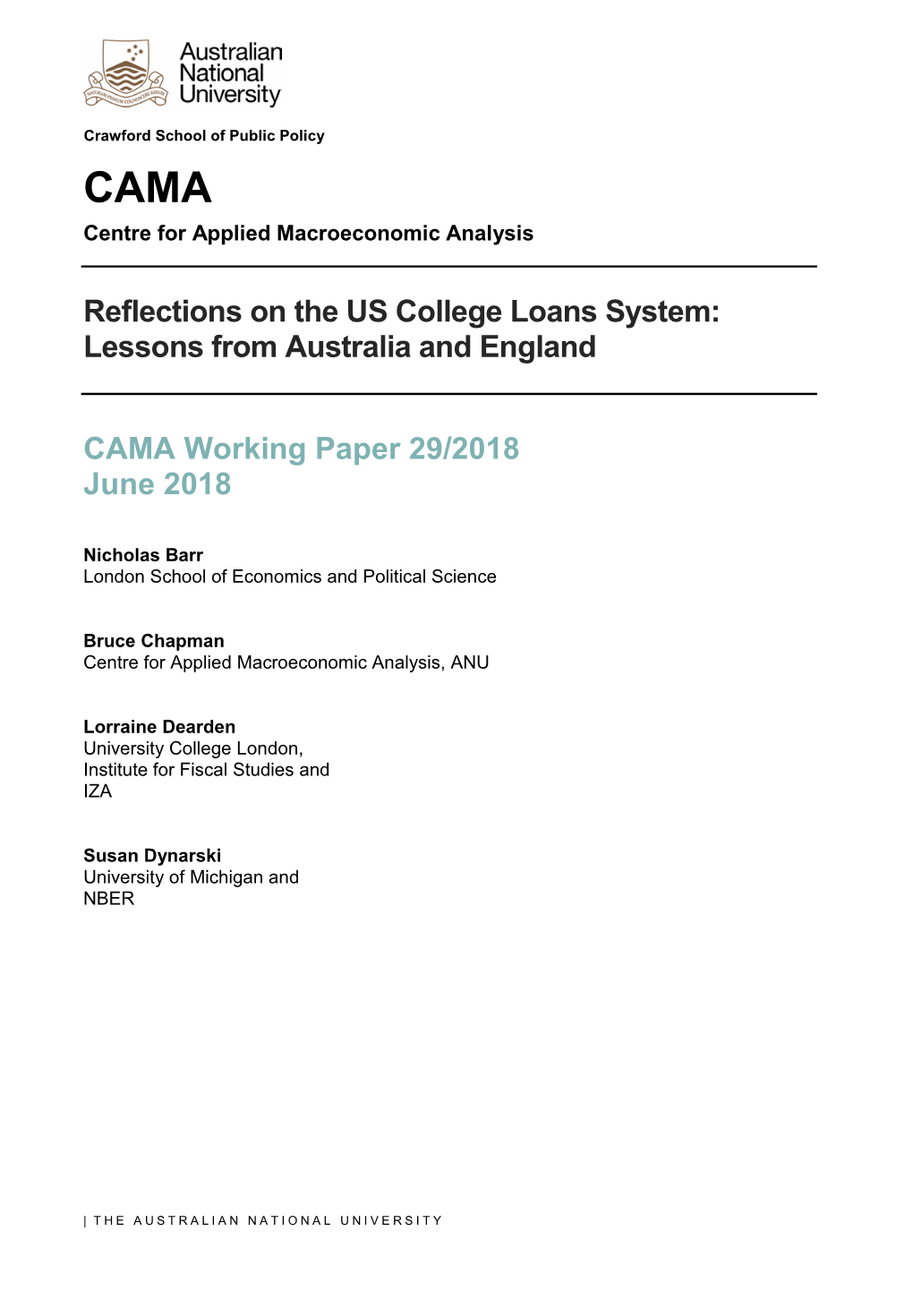 Reflections on the US College Loans System: Lessons from Australia and England