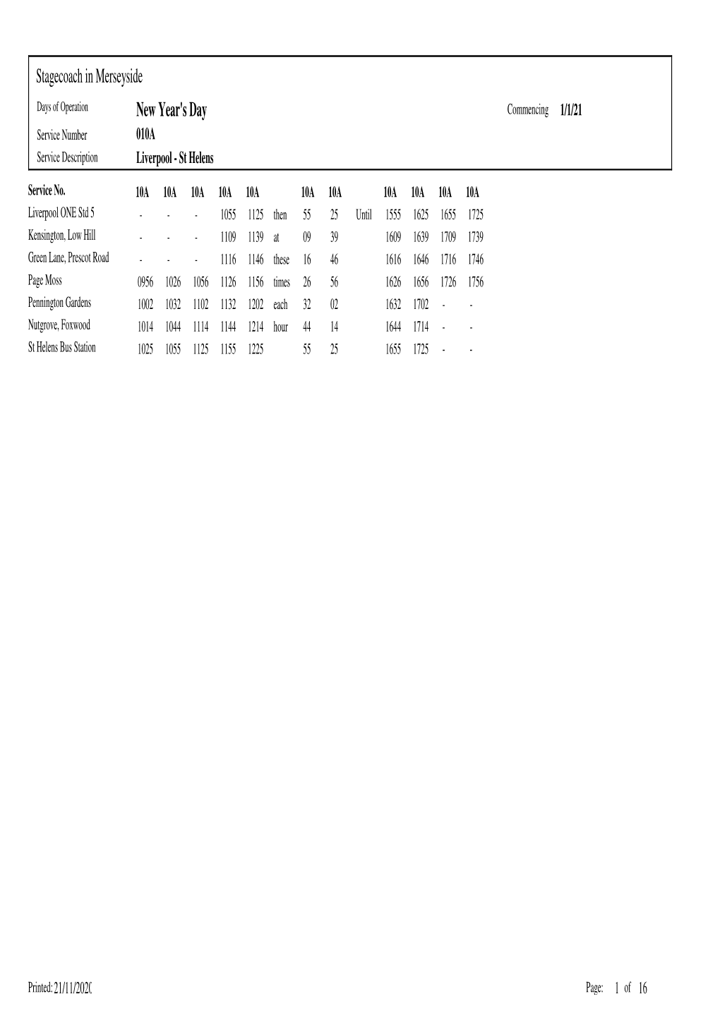 Liverpool Timetables