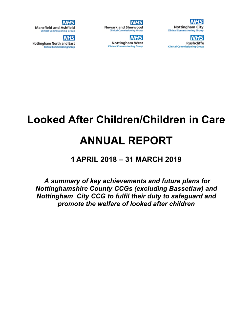 Looked Afer Children Annual Report 2018-19