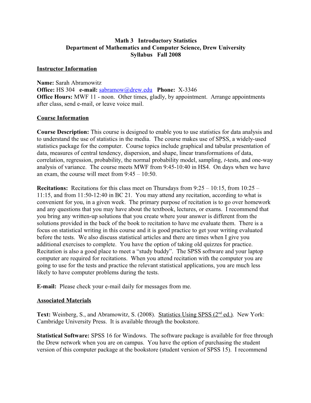 Math 3 Introductory Statistics