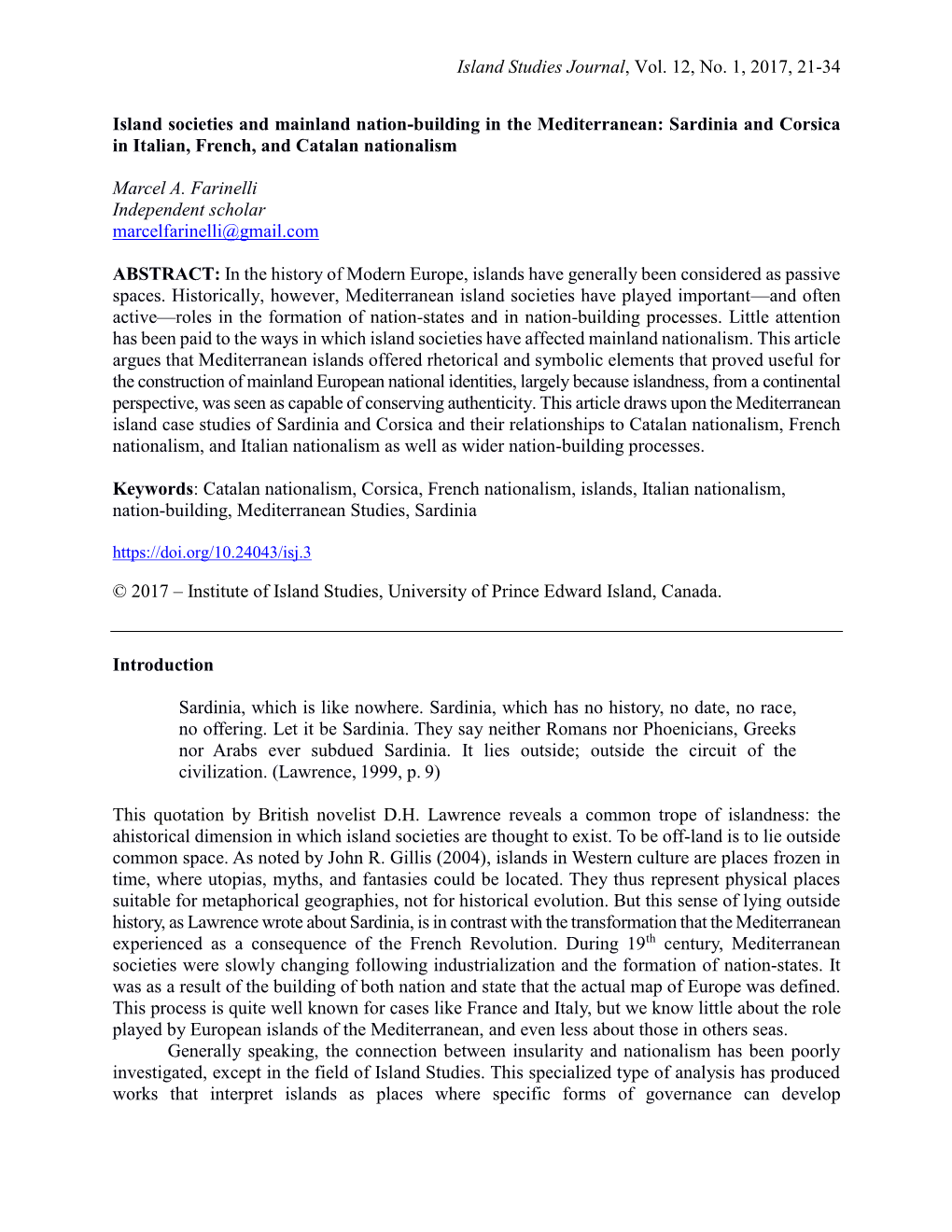 Island Societies and Mainland Nation-Building in the Mediterranean: Sardinia and Corsica in Italian, French, and Catalan Nationalism