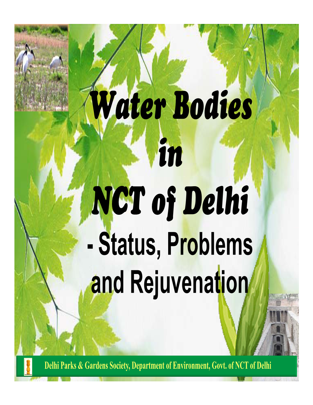 Water Bodies in NCT of Delhi - Status, Problems and Rejuvenation