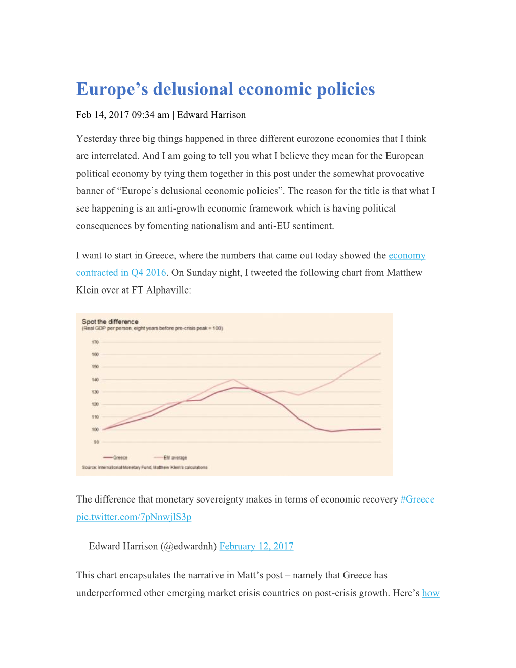 Europe's Delusional Economic Policies