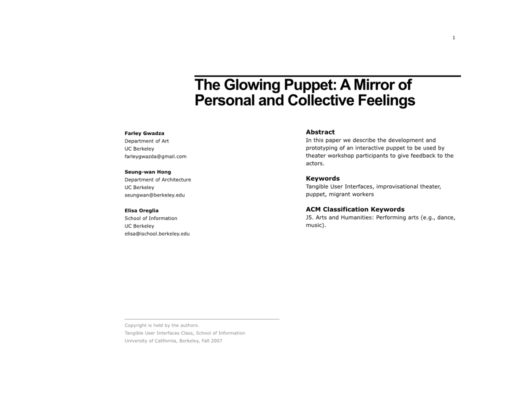 The Glowing Puppet: a Mirror of Personal and Collective Feelings