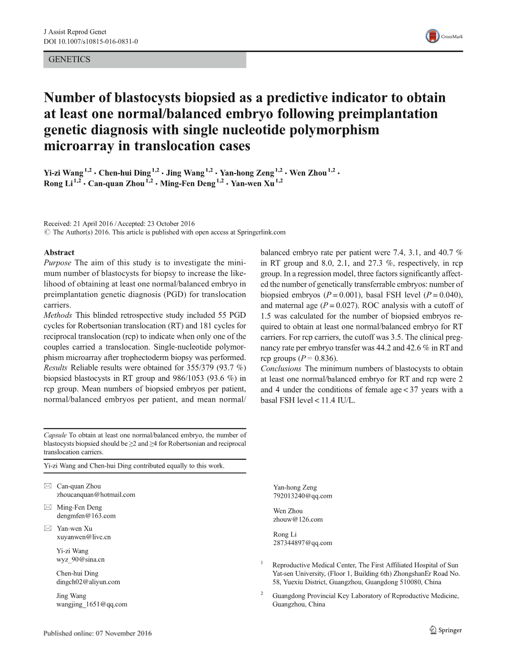 Number of Blastocysts Biopsied As a Predictive Indicator to Obtain at Least