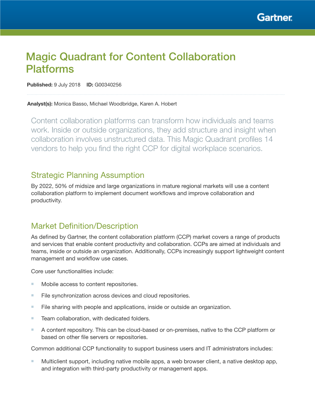 Magic Quadrant for Content Collaboration Platforms