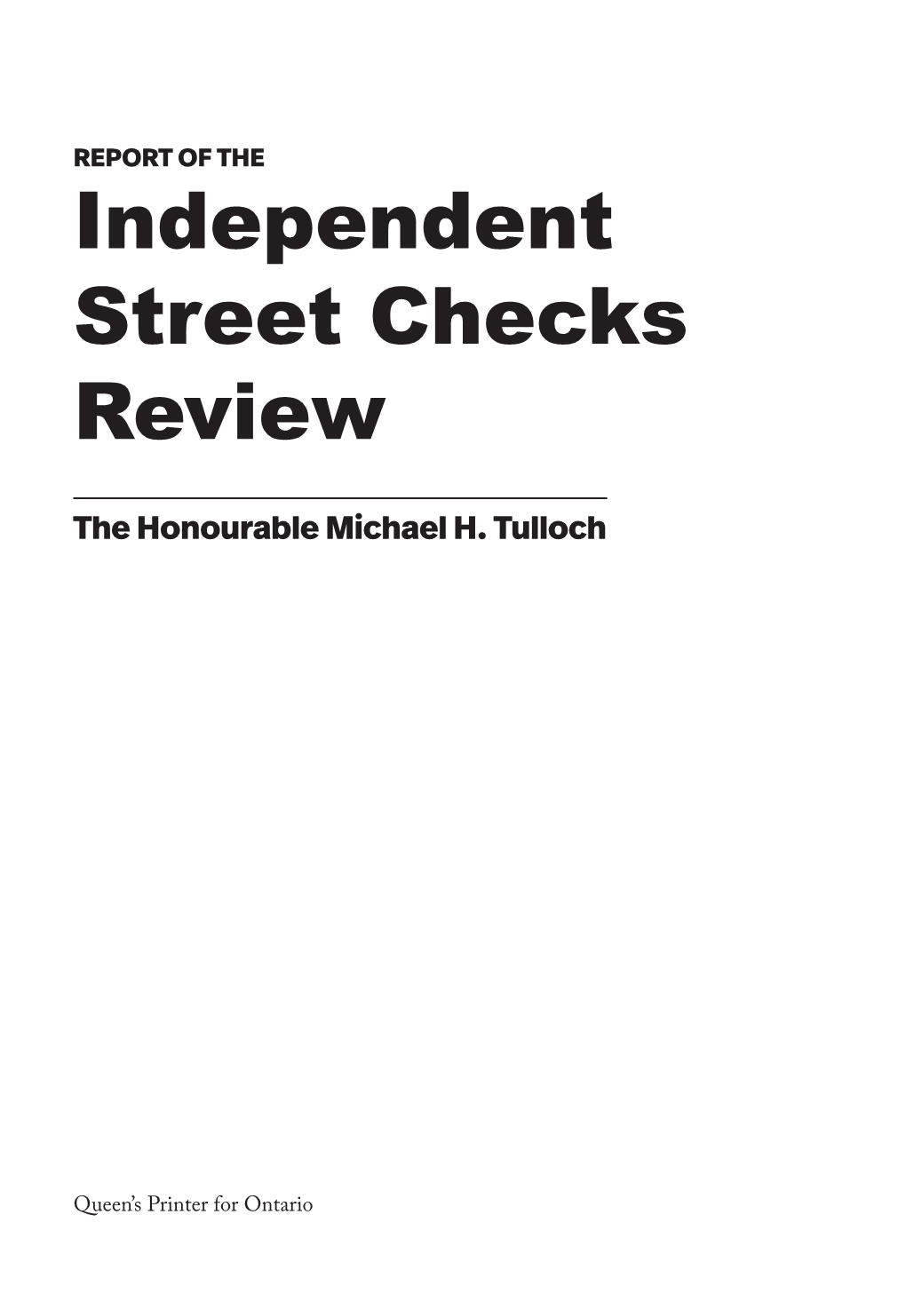 Independent Street Checks Review