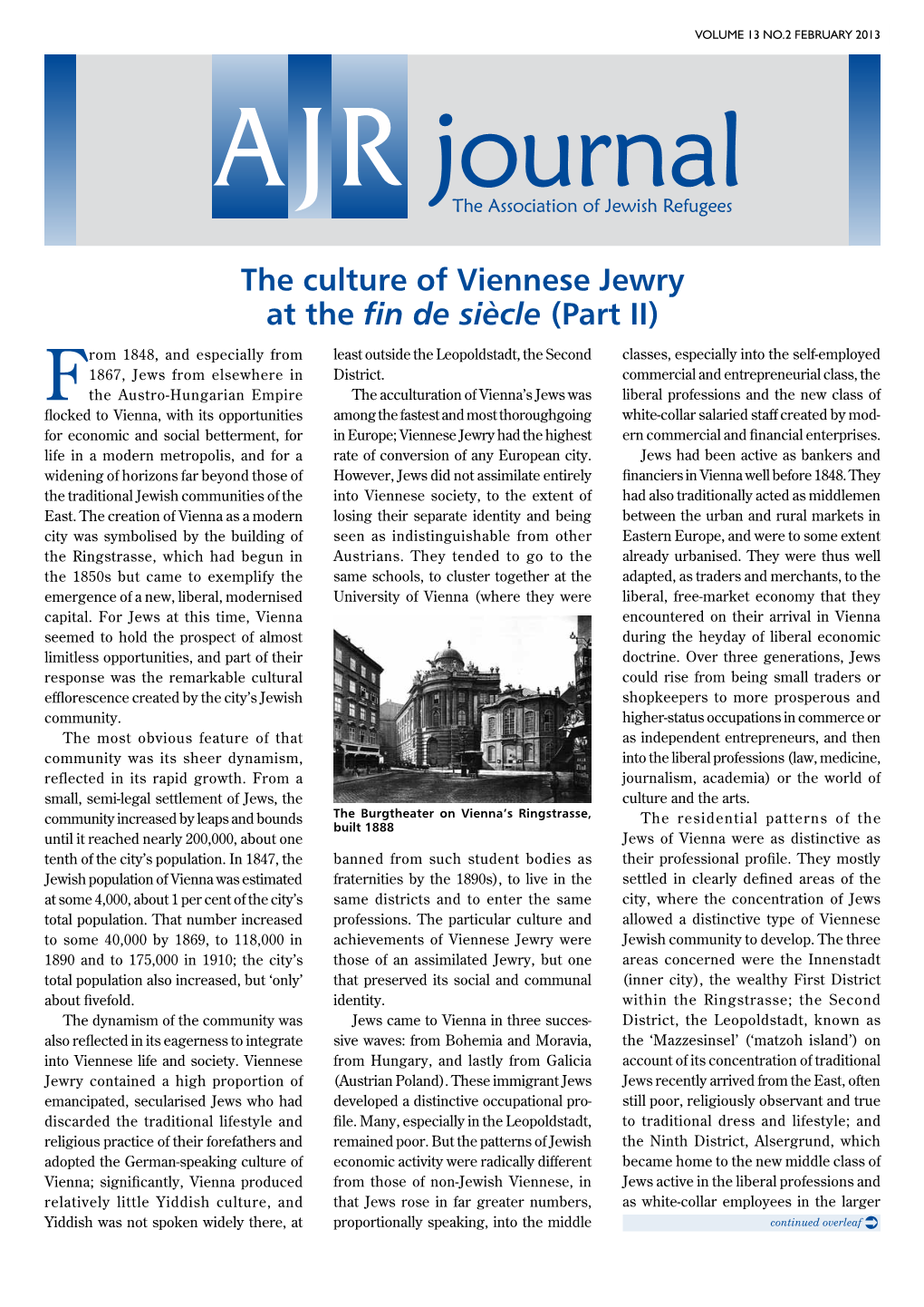 The Culture of Viennese Jewry at the Fin De Siècle (Part II)