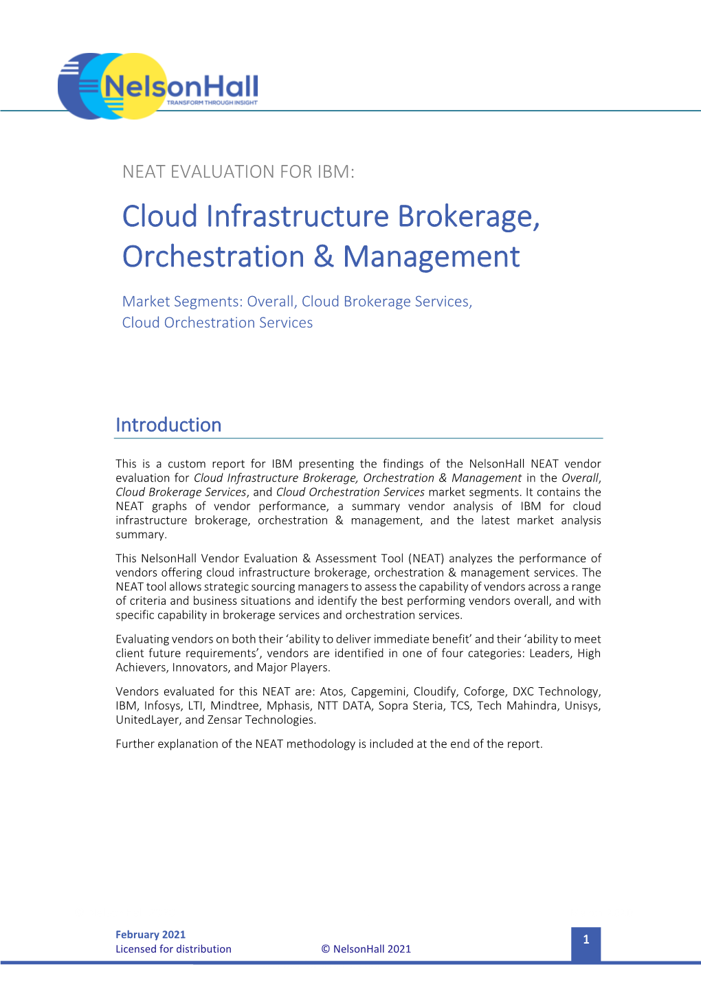 Cloud Infrastructure Brokerage, Orchestration & Management