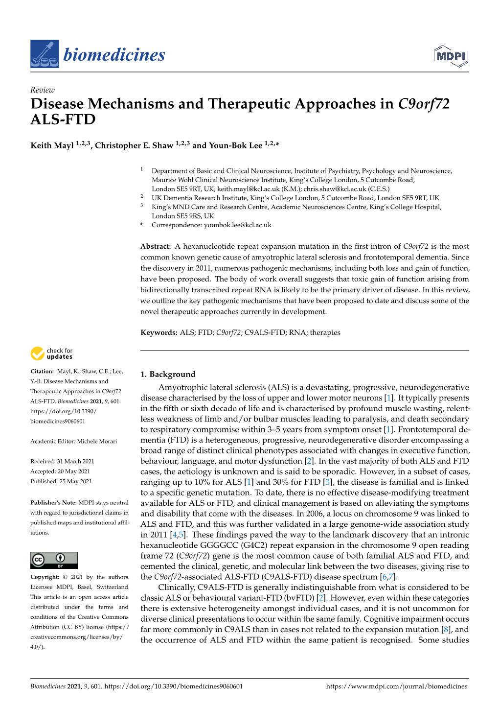 Disease Mechanisms and Therapeutic Approaches in C9orf72 ALS-FTD