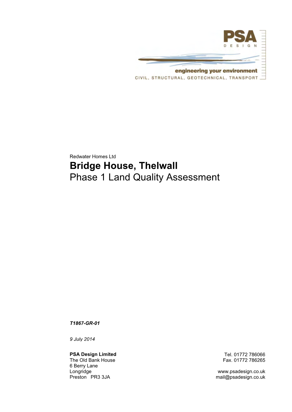 Bridge House, Thelwall Phase 1 Land Quality Assessment