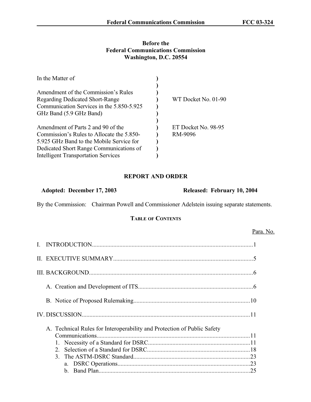 Federal Communications Commission FCC 03-324