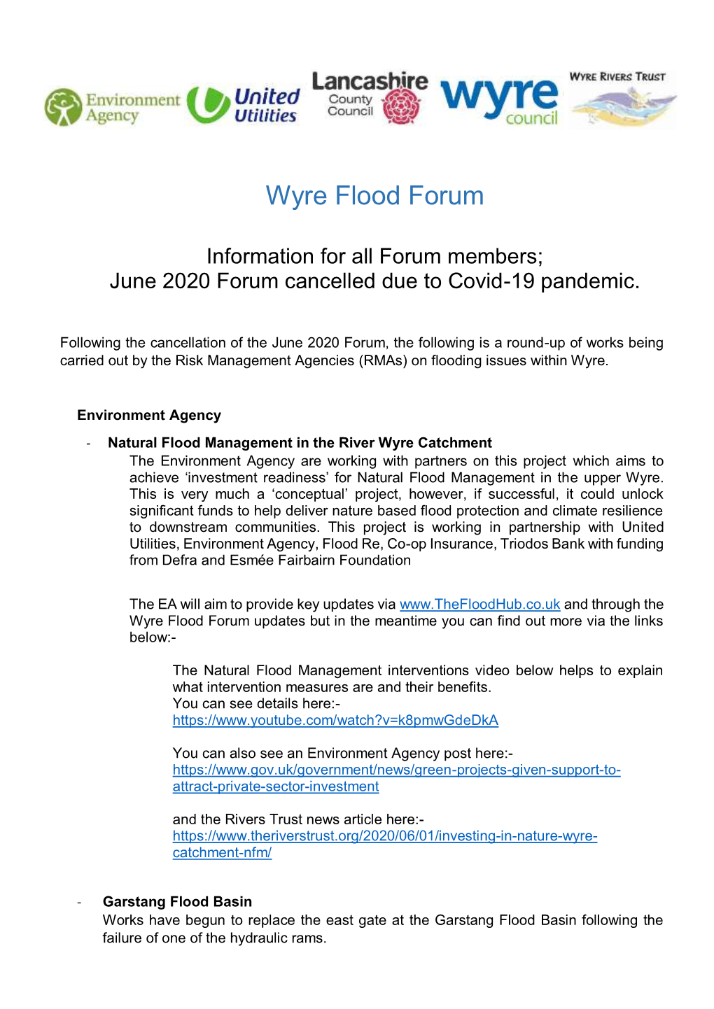 Flood Forum Minutes June 2020