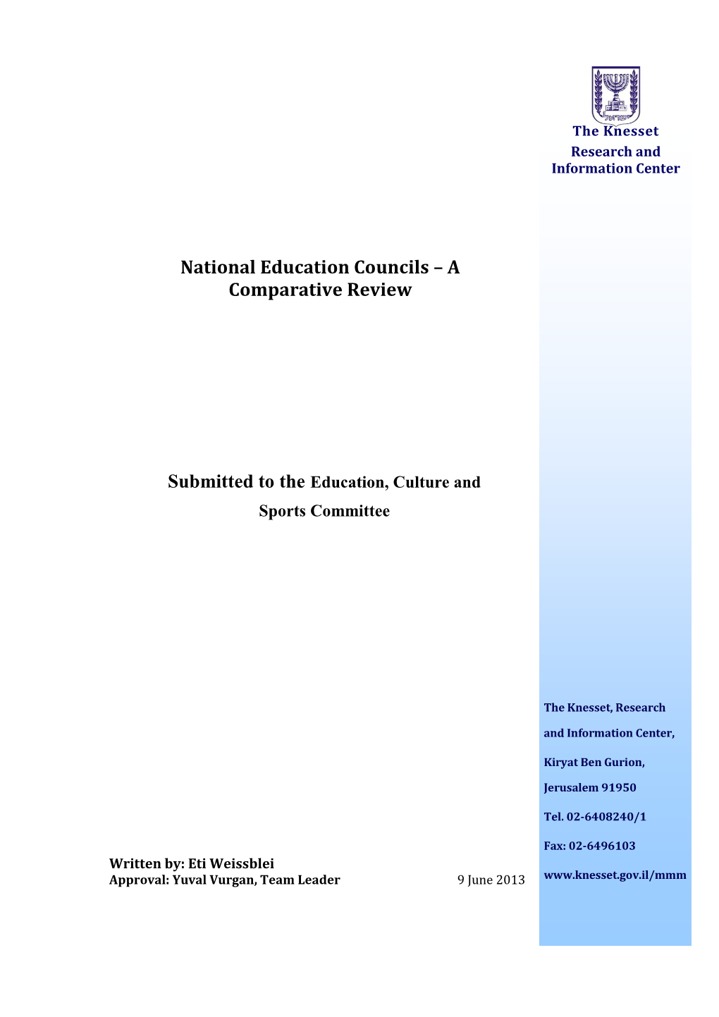 National Education Councils – a Comparative Review