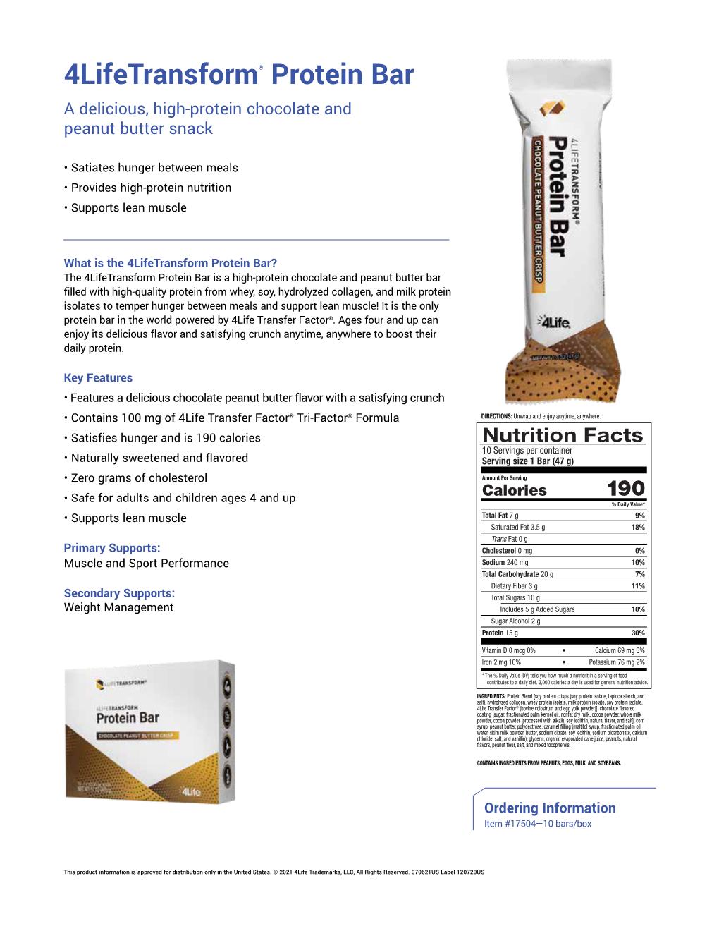 4Lifetransform® Protein Bar a Delicious, High-Protein Chocolate and Peanut Butter Snack