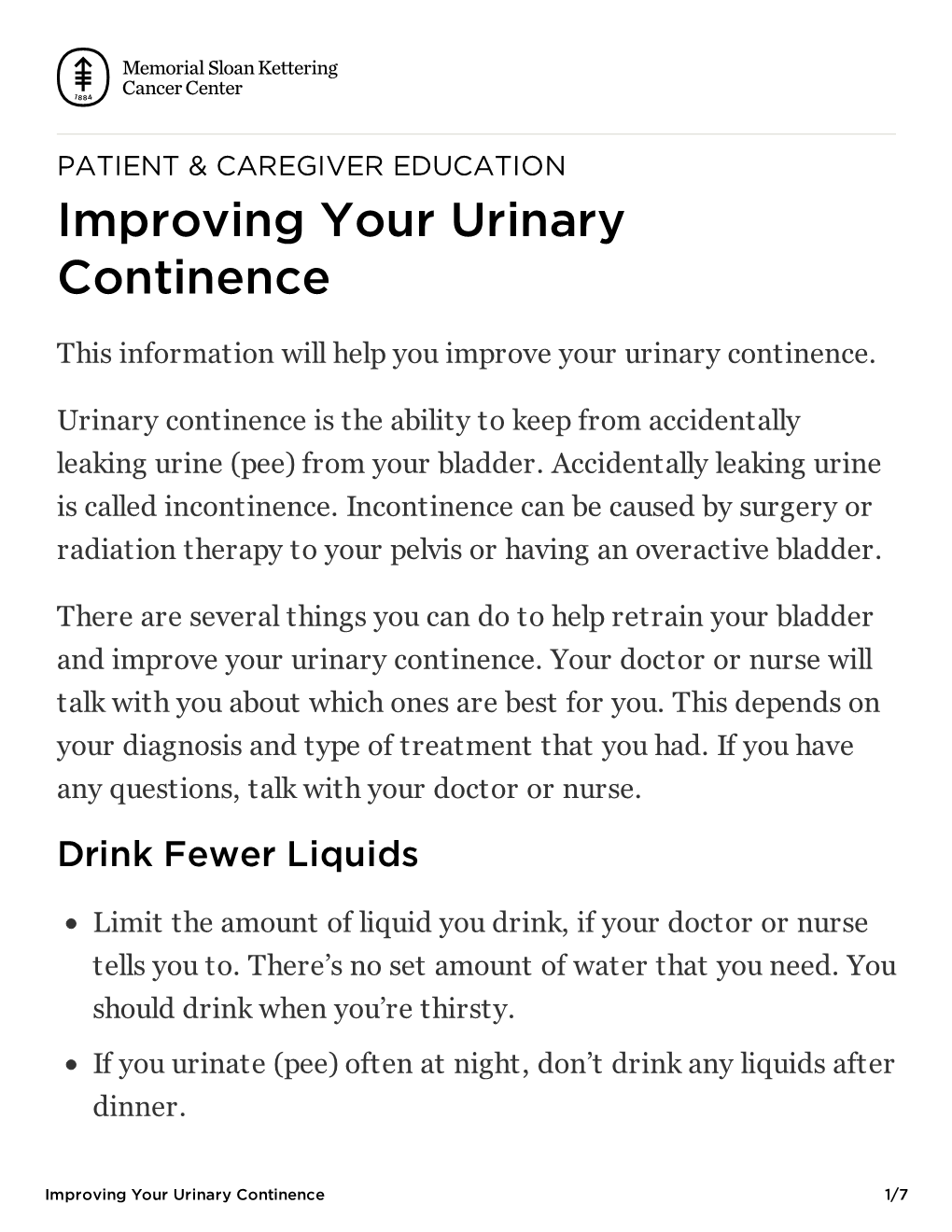 Improving Your Urinary Continence