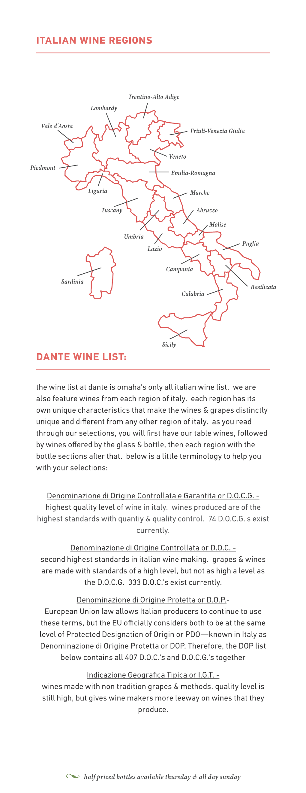 Italian Wine Regions Dante Wine List