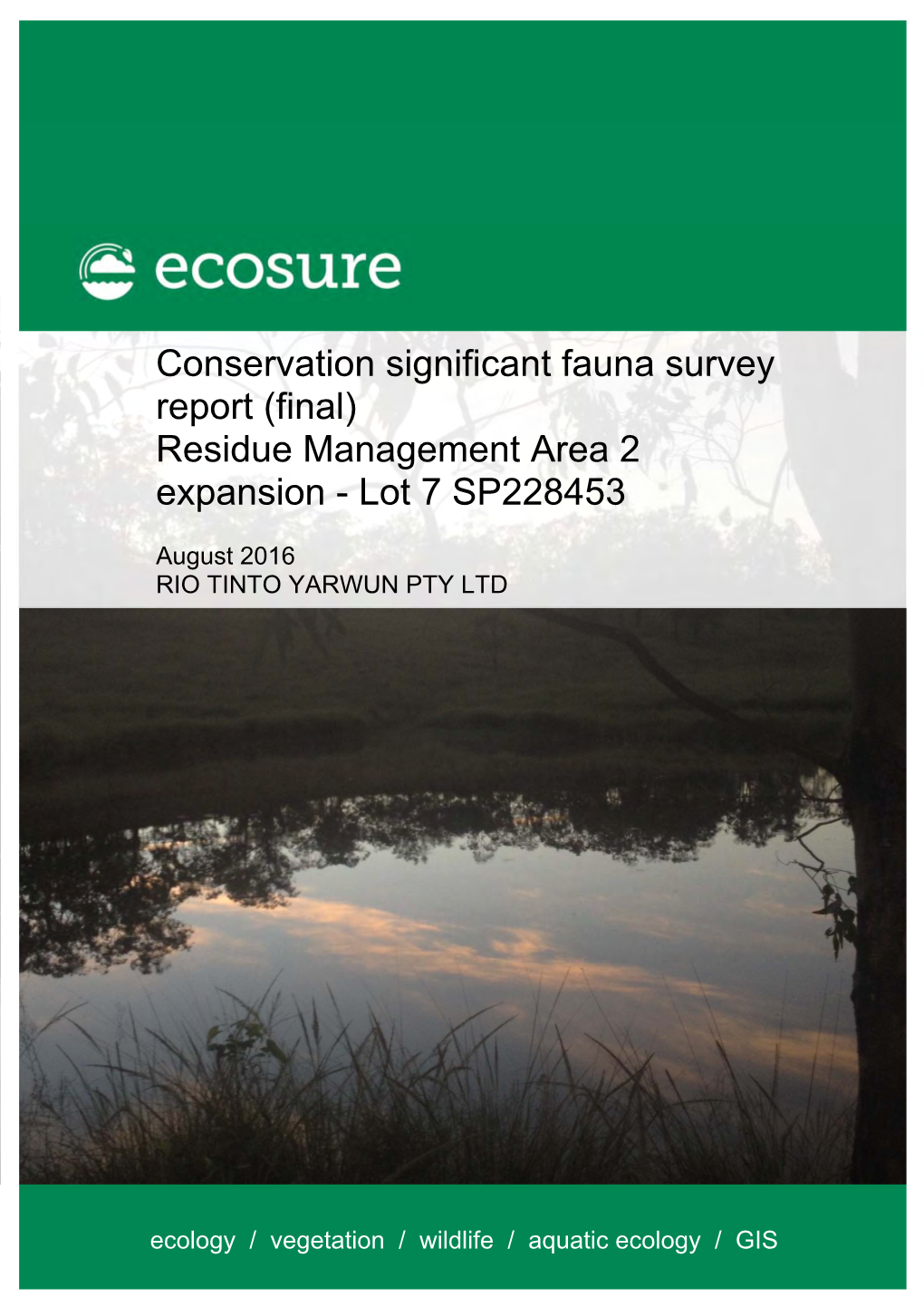 Conservation Significant Fauna Survey Report (Final) Ecosure.Com.Au | Ii