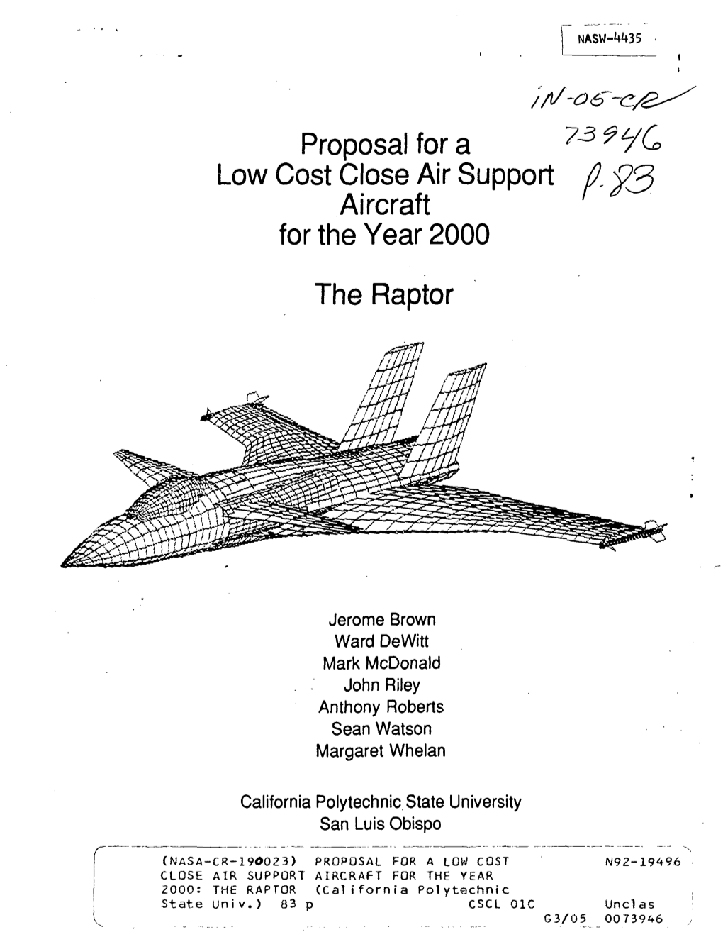 Proposal for a Low Cost Close Air Support Aircraft for the Year 2000